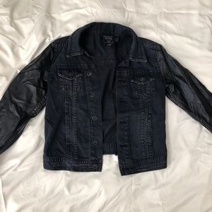 H&M black denim and leather jacket